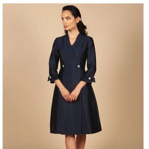 Santinni London Elegant Navy Blue Women's Dress Coat